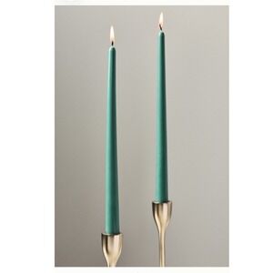Anthropologie Classic Tapers Set of 2 Teal Dark Green 12 Inch Taper Candles NEW